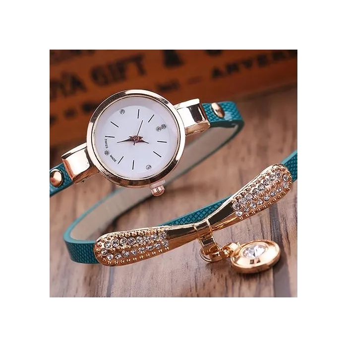 Fashionable multi-layer bracelet with a watch / crystals