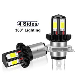 Motorcycle headlight LED bulb - 6000K white - BA20D / H4 - Hi Lo beam - 12V - 1200LM