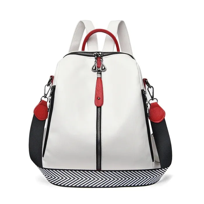 Multifunctional backpack - leather shoulder bag - with zippersBackpacks