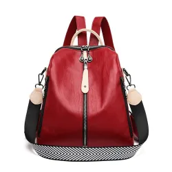 Multifunctional backpack - leather shoulder bag - with zippersBackpacks