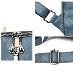 Multifunctional backpack - leather shoulder bag - with zippersBackpacks