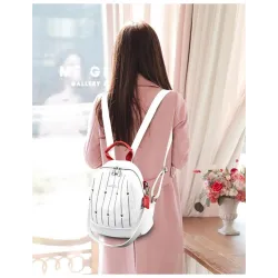 Luxurious multifunctional backpack - shoulder bag - with rivets - genuine leather