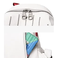 Luxurious multifunctional backpack - shoulder bag - with rivets - genuine leatherBackpacks