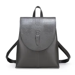Fashionable leather backpack - shoulder bag - snakeskin pattern