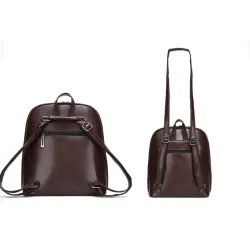 Luxurious vintage backpack - leather shoulder bag - with decorative V letterBackpacks