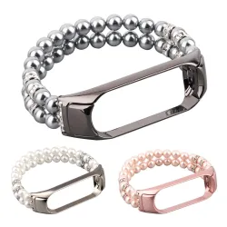 Elastic strap with pearls / crystals - bracelet - for Xiaomi Mi Band 3 / 4 / 5 / 6