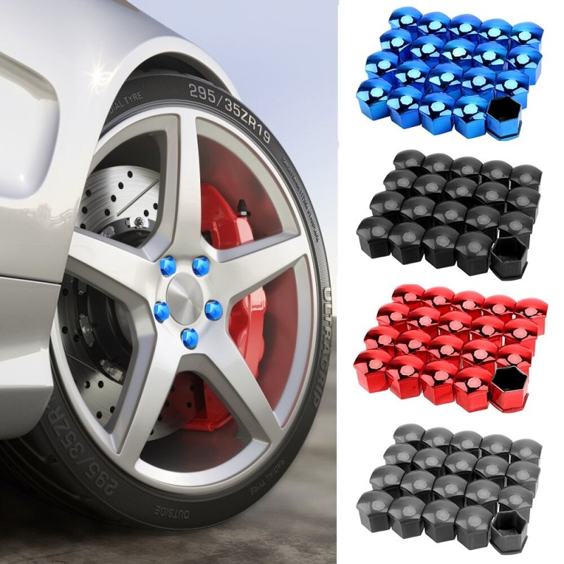 Car rim cover - protective nuts - with clip - 17mm - 20 pieces
