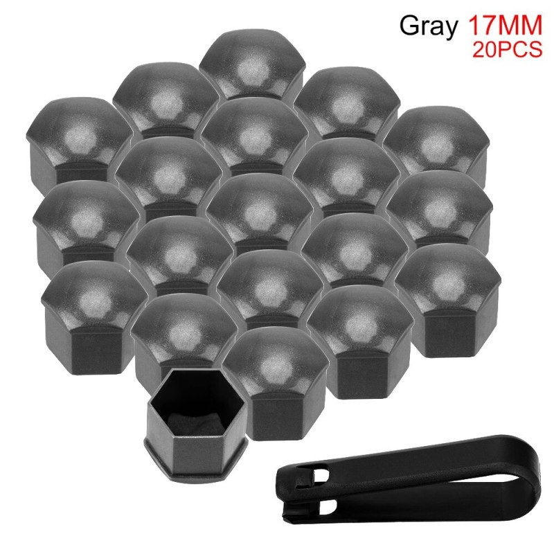 Car rim cover - protective nuts - with clip - 17mm - 20 pieces