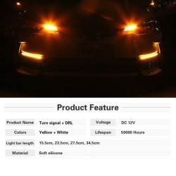 Car turn signal lights - dual mode / color - LED - DRL - 12V - 2 piecesDaytime Running Lights (DRL)