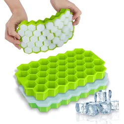 Silicone ice cube tray - honeycomb shaped - reusable - with removable lid