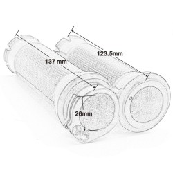 Chrome motorcycle handlebar grips - 25mm - for Harley Sportster / Touring / Dyna