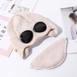 Warm winter knitted hat - with glasses - ears / mouth protection