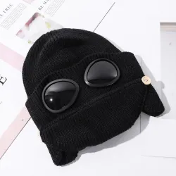 Warm winter knitted hat - with glasses - ears / mouth protectionDiagnosis