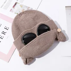 Warm winter knitted hat - with glasses - ears / mouth protectionDiagnosis