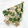 Green Christmas tree with crystals / stars - luxurious brooch