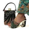 Fashionable sandals - with decorative flowers / glitter - Italian style - with matching small bag