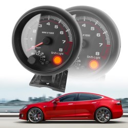 Tachometer meter with LED - 3 3/4" 12V - car gauge - 0-8000 RPM - carbon - 3.75 Inch 95mm