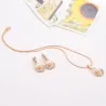 Elegant gold jewellery set - necklace / earrings - water drop pendant - with crystals / pearl