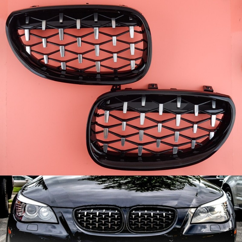 Front kidney - grille - glossy black diamond - for BMW E60 E61 528i 550i 535i M5Grilles