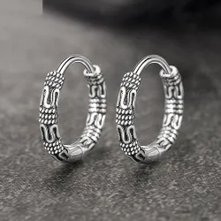 Vintage runde øreringe med slangemønster - 925 sterling sølv