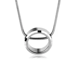 Trendy rundt vedhæng - med titanium stålkæde - unisex