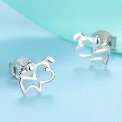 Små hundeformede øreringe - 925 sterling sølv