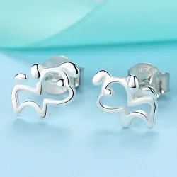 Små hundeformede øreringe - 925 sterling sølv