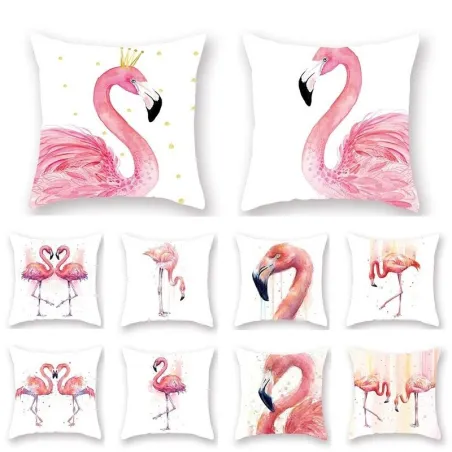 Pyntepudebetræk - med pink flamingo - 45 * 45cm