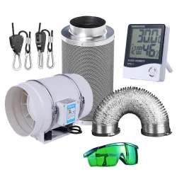 Centrifugalventilator / aktivt kul luftfilter - til LED plantevækstlys - 220V