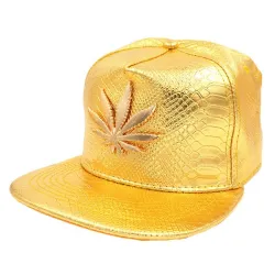 Baseballkasket - læder snapback - med metalblad - hip hop stil