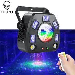 ALIEN - 4 i 1 - fjernbetjent DMX laserprojektor - roterbar kugle - UV scenebelysning