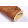 Læder vinterjakke med fleece & lynlås - slim