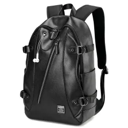 Moderigtig læderrygsæk - 15,6 tommer laptoptaske - hul til øretelefoner - vandtæt