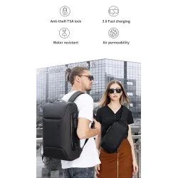 Multifunktionel elegant rygsæk - 15,6 tommer laptoptaske - tyverisikring - USB-opladningsport - vandtæt