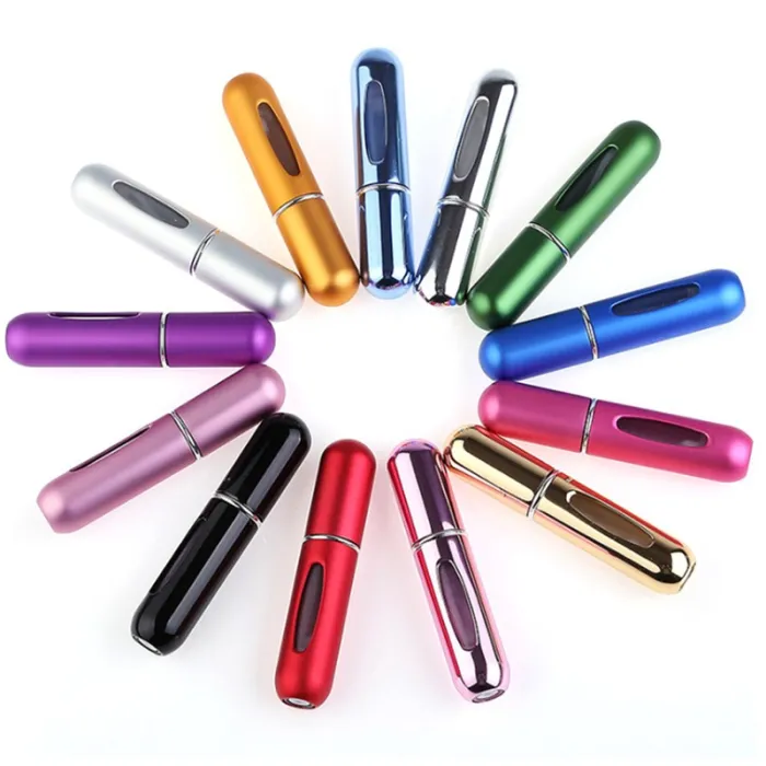 Mini tom parfumeflaske - genopfyldelig - med forstøver - aluminiumsbeholder - 5ml