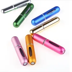 Mini tom parfumeflaske - genopfyldelig - med forstøver - aluminiumsbeholder - 5ml