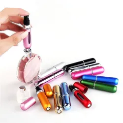 Mini tom parfumeflaske - genopfyldelig - med forstøver - aluminiumsbeholder - 5ml