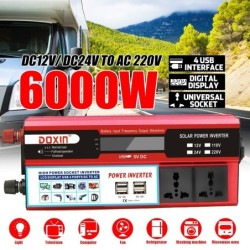 Bilopladningskonverter - solenergi-inverter - 6000W - DC 12/24V til AC 220V Spændingstransformer