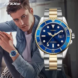 SINOBI - klassisk sports quartz ur - lysende skive - rustfrit stål