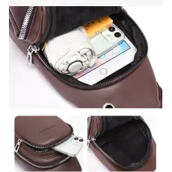 Fashionable shoulder bag - small backpack - with earphones hole - leatherBags