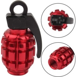 Universal tire valves caps - aluminum - hand grenade shaped - 4 piecesValve caps