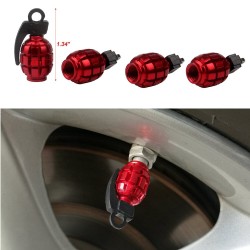 Universal tire valves caps - aluminum - hand grenade shaped - 4 piecesValve caps