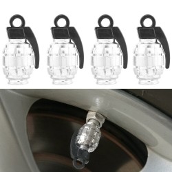 Universal tire valves caps - aluminum - hand grenade shaped - 4 piecesValve caps