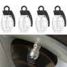 Universal tire valves caps - aluminum - hand grenade shaped - 4 piecesValve caps