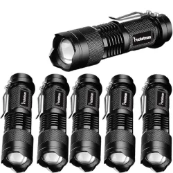 Kraftig taktisk lommelygte - LED - 3 tilstande - kan zoomes - 1 - 6 stk