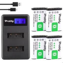 NP-BX1 oplader med 4 batterier til Sony DSC-RX100 DSC-WX500 IV HX300 WX300 HDR-AS15 X3000R MV1 AS30V HDR-AS300