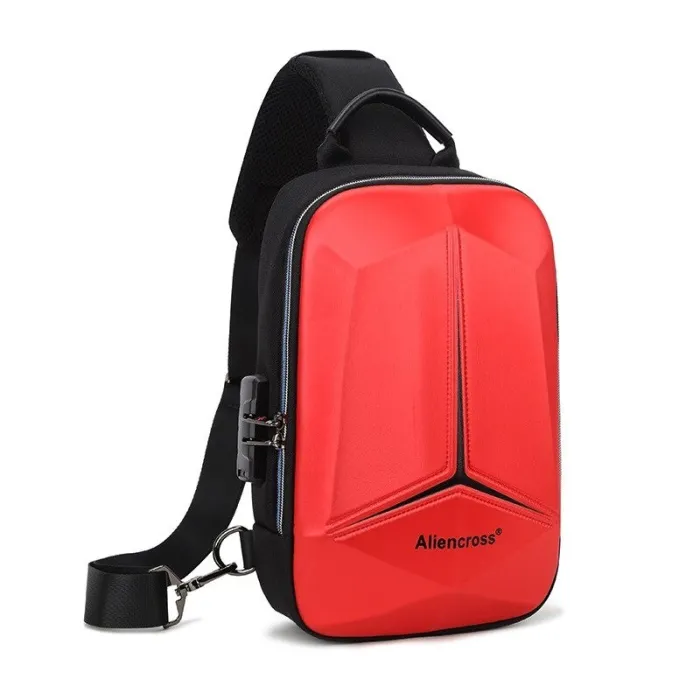 Tyverisikret skuldertaske med USB-port - crossbody - PVC brysttaske