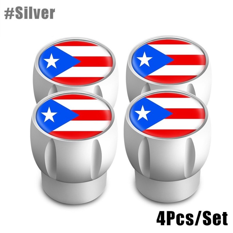 Puerto Rico flag - tire valve caps - universal - aluminum - 4 piecesValve caps