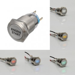 12V - 19mm - metalafbryder - LED - tænd-sluk motorstart - tændingstrykknapkontakt