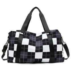 Stilfuld rejse-/gymnastiktaske - stor kapacitet - vandtæt - unisex - plaid printet